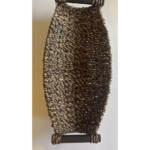 Woven Straw Baskets Oval Wood Handles Brown Nesting Set Of 3 Table Wall Rustic - Picture 6 of 16